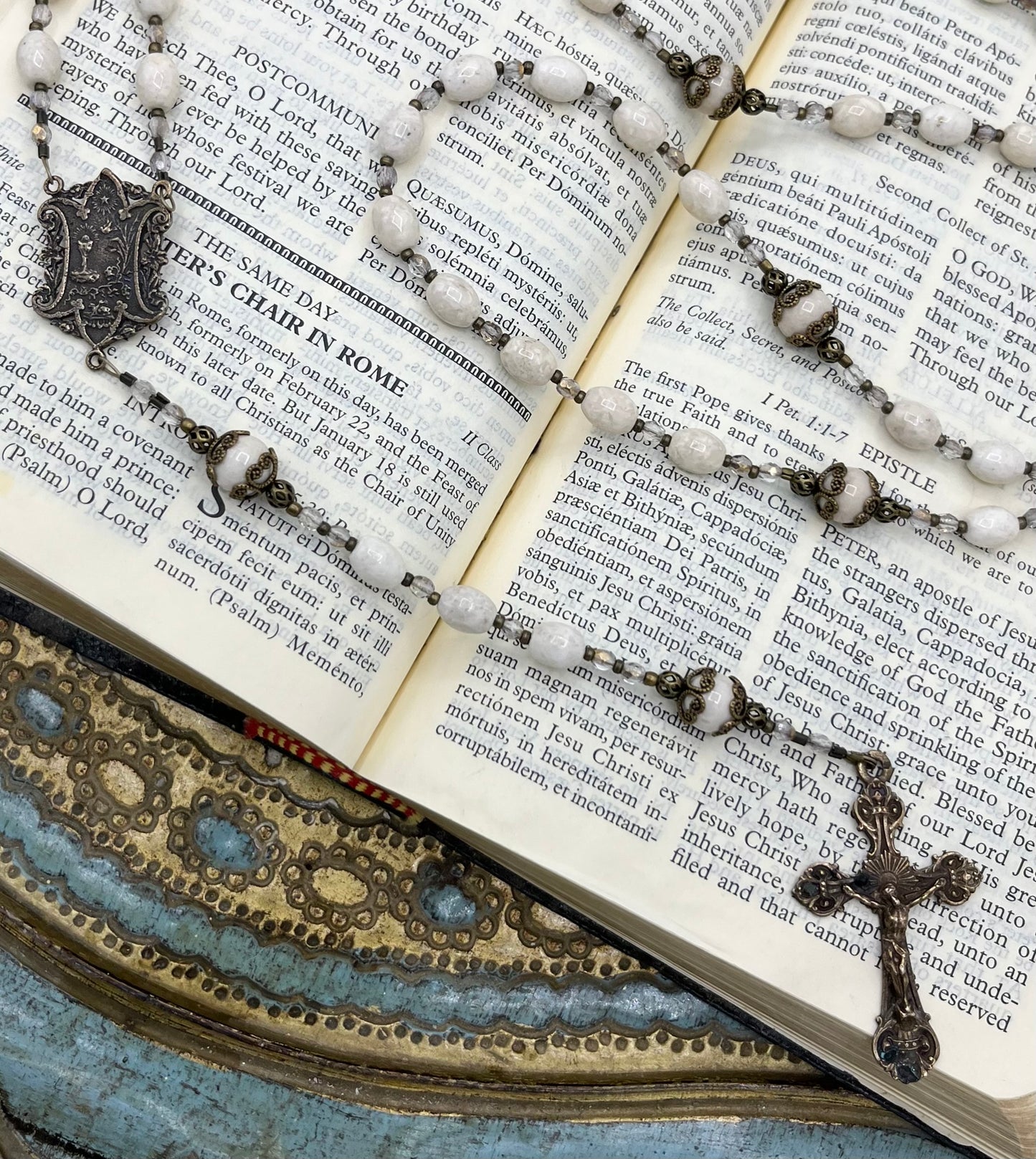 Riverstone Catholic Rosary – Handmade Gemstone Rosary with Bronze Crucifix | Durable Prayer Rosary