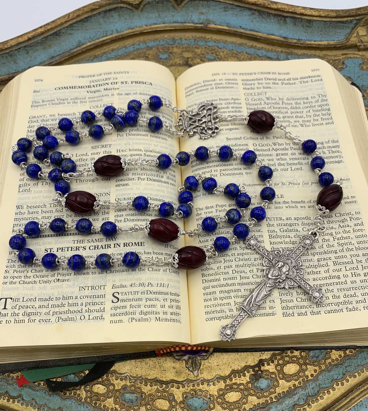 Heirloom Sterling Silver Lapis Lazuli and Red Horn