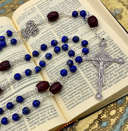 Heirloom Sterling Silver Lapis Lazuli and Red Horn