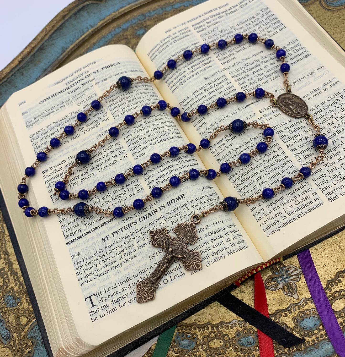 Custom Lapis Rosary for Fr Daigle