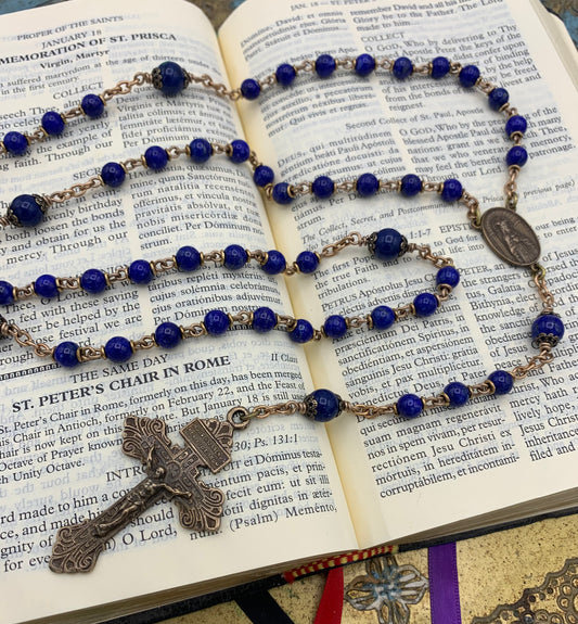 Custom Lapis Rosary for Fr Daigle