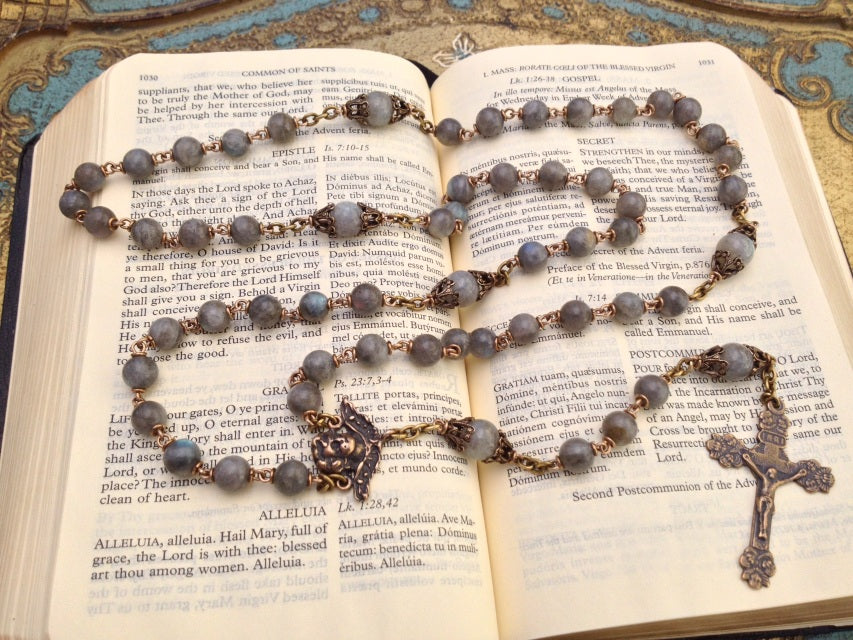 Heirloom Rosary, Flashing Labradorite Rosary