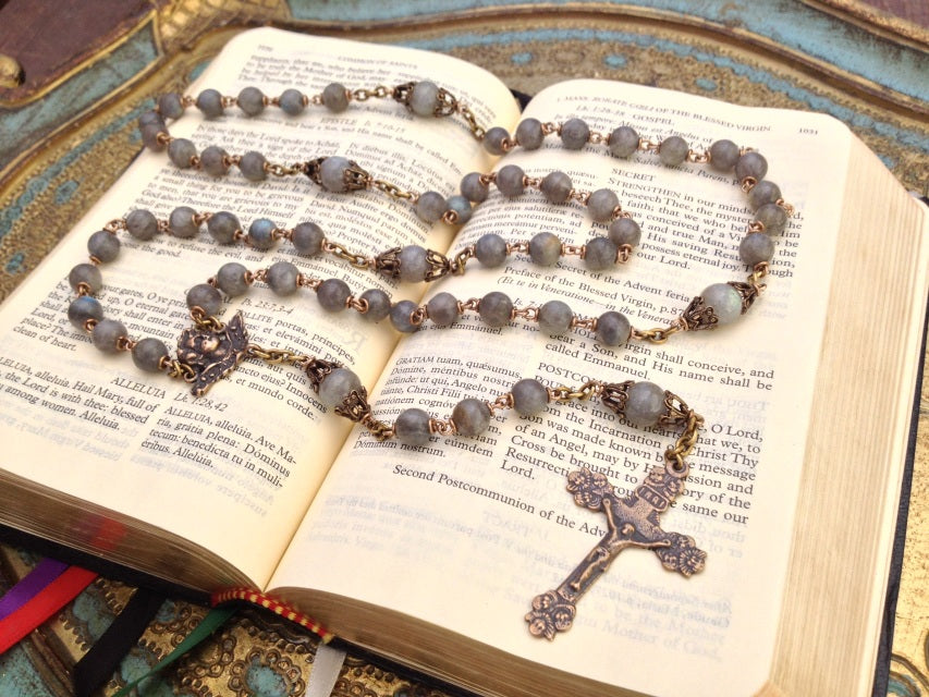 Heirloom Rosary, Flashing Labradorite Rosary