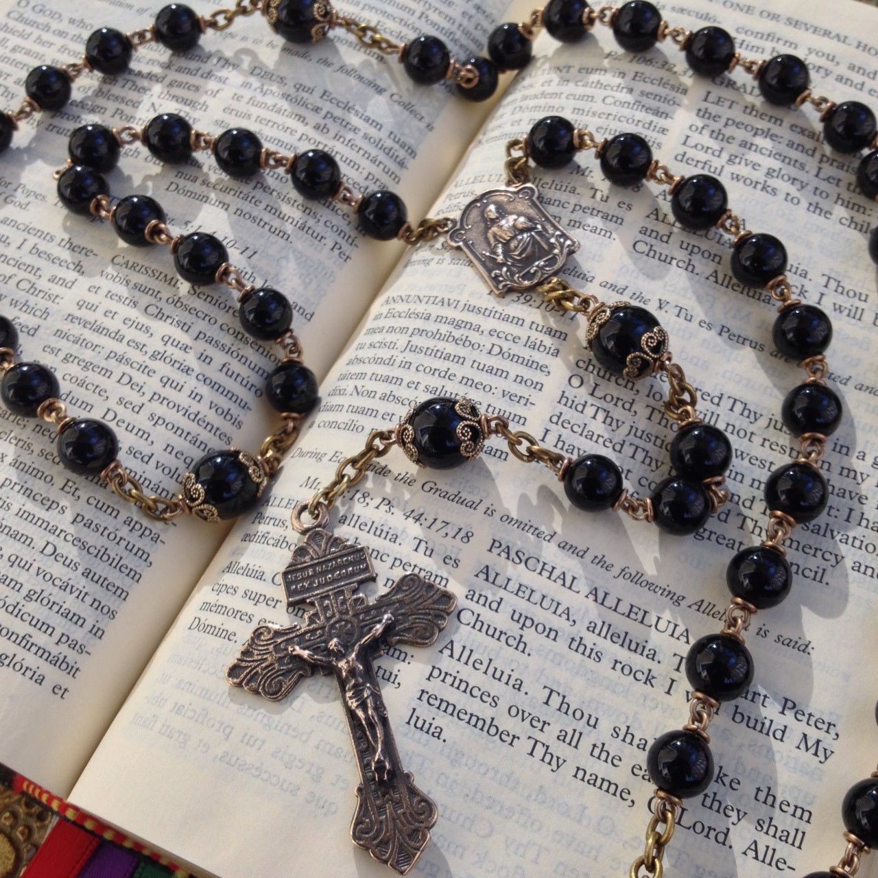 Heirloom Rosary, Black Onyx with Pardon Crucifix