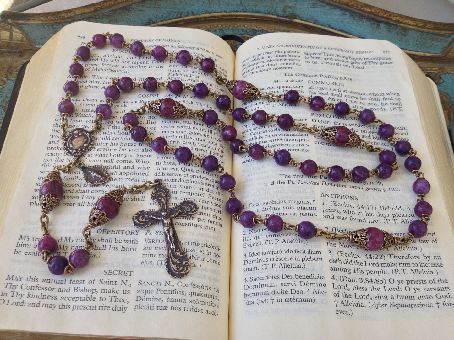 Heirloom Rosary, Lepidolite Gemstones 8mm