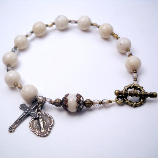 Beaded Rosary Bracelet, Riverstone Gemstones