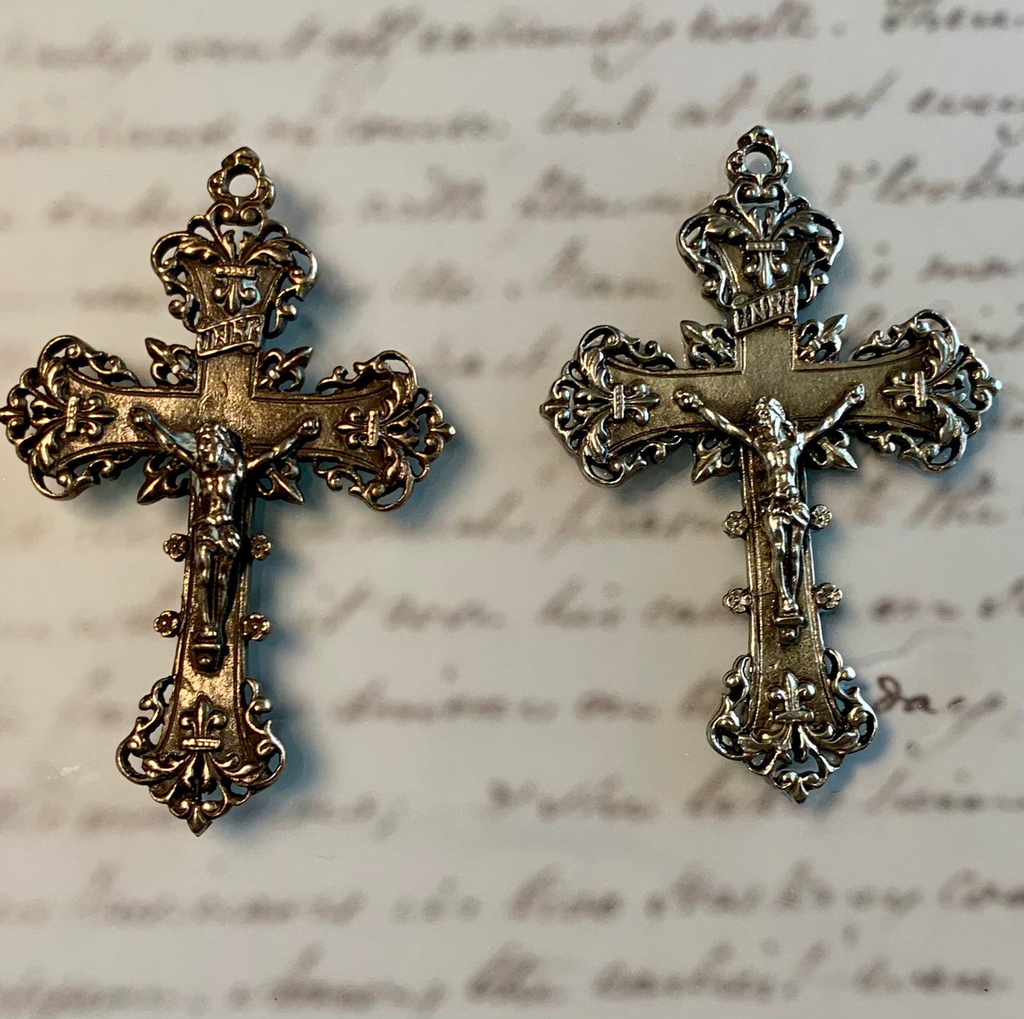 Crucifix, Baroque Rosary Solid Vintage Antique Reproduction