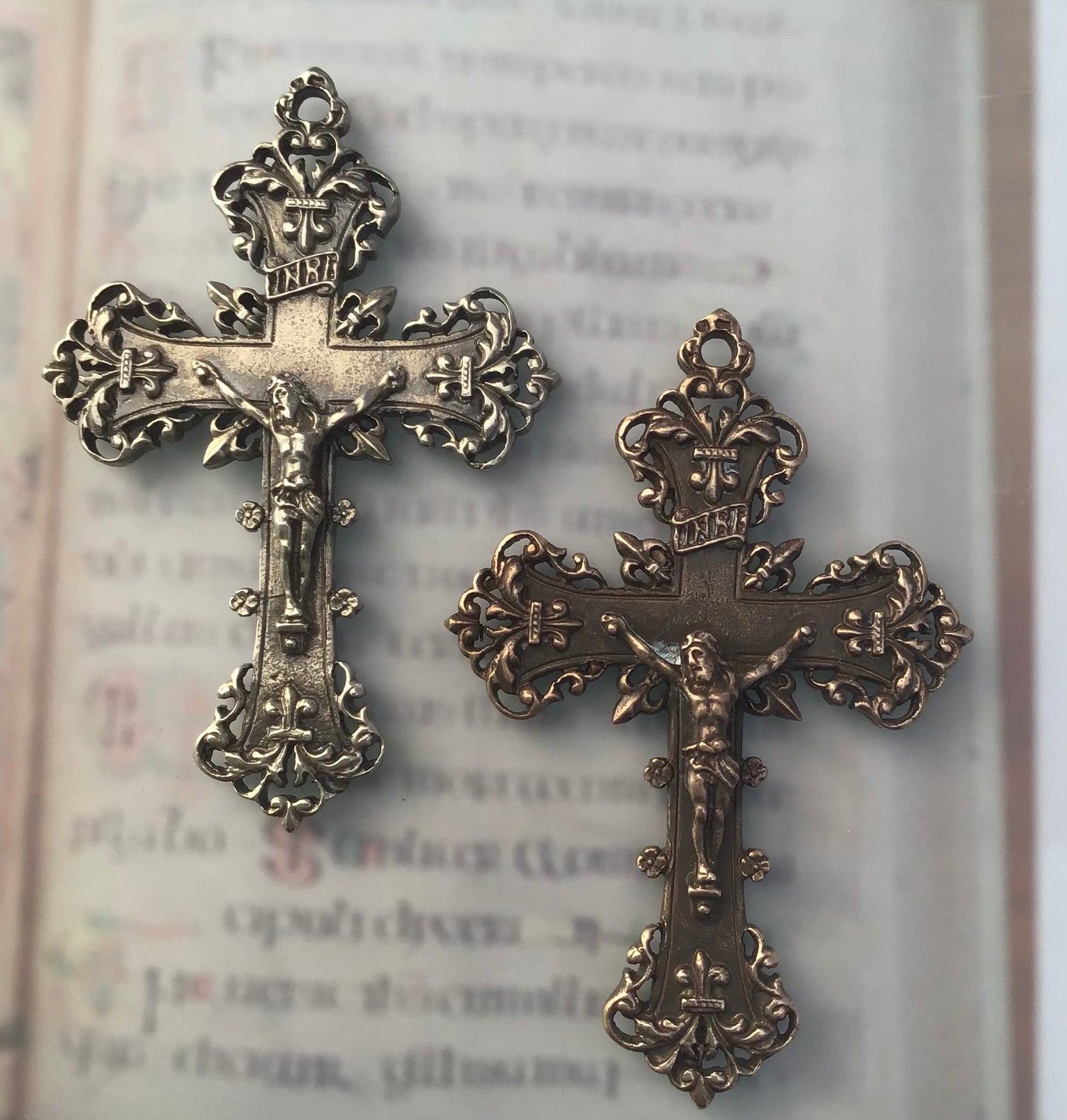 Crucifix, Baroque Rosary Solid Vintage Antique Reproduction