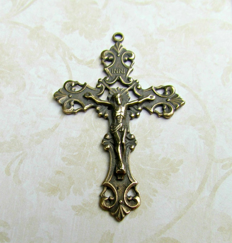 Crucifix, Ornate Scroll