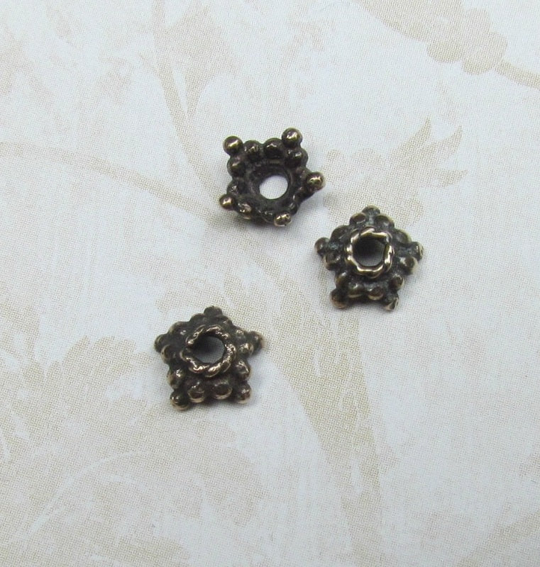 Bead caps, Bronze Bali Star