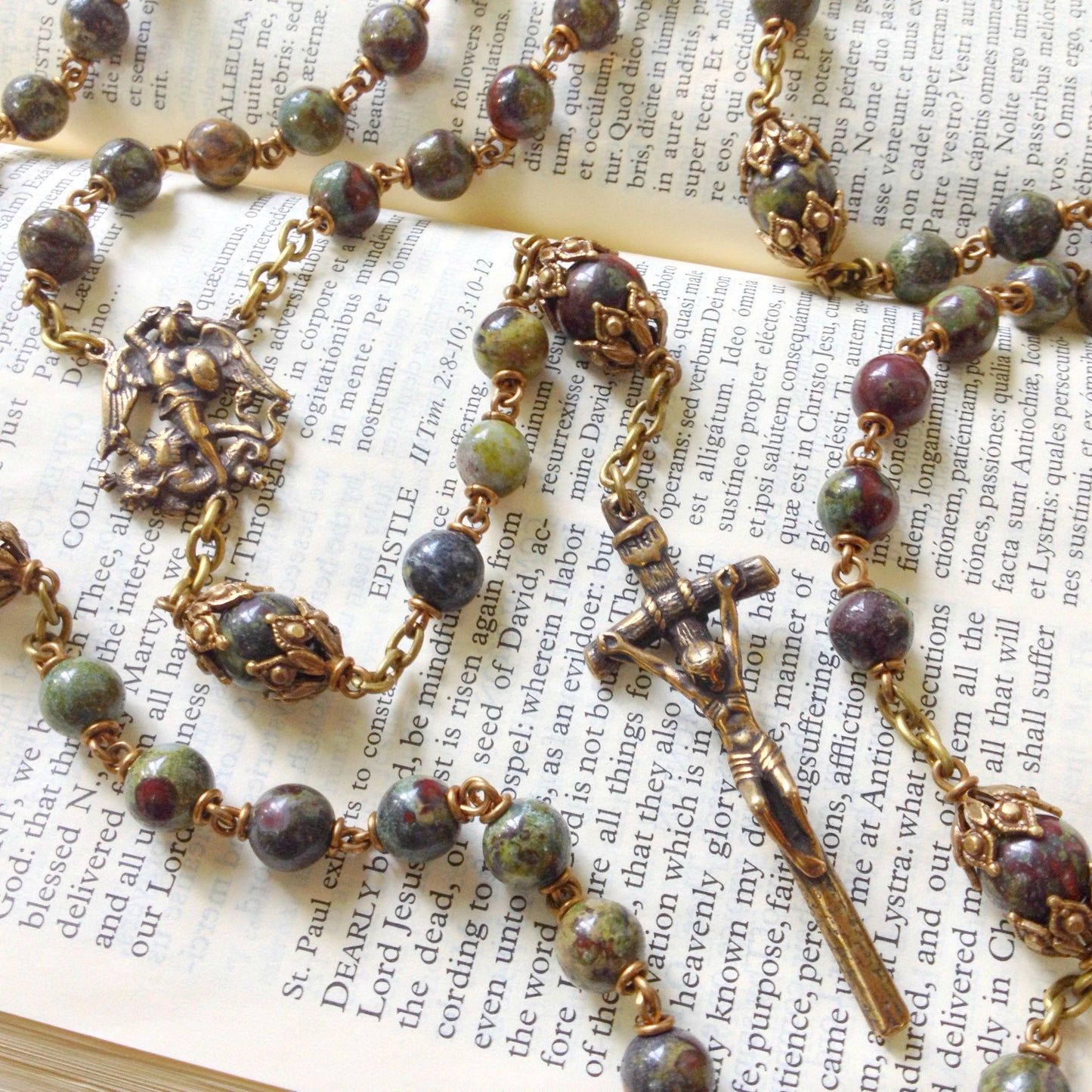 Gold Tigereye Michael Heirloom Rosary (8mm)