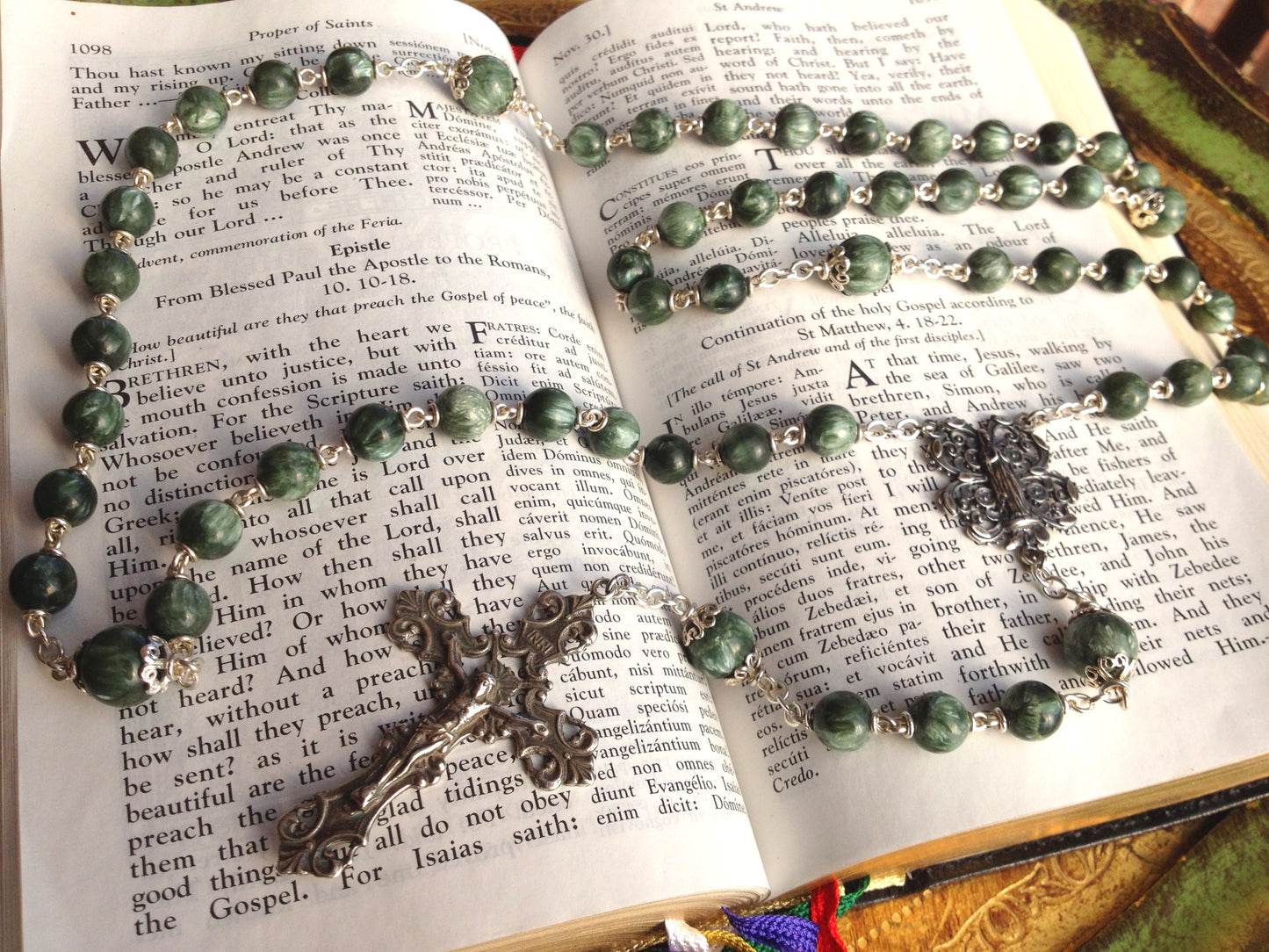 Queen of the Seraphim Large Sterling Silver Heirloom Rosary 8mm