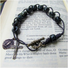 Cord Bracelet - Black - 8-1/2" length - Miraculous Medal