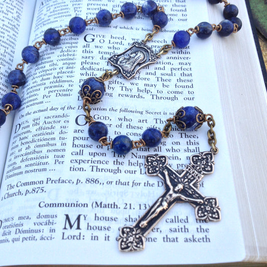 Heirloom Rosary, with Sodalite Gemstones Rosary