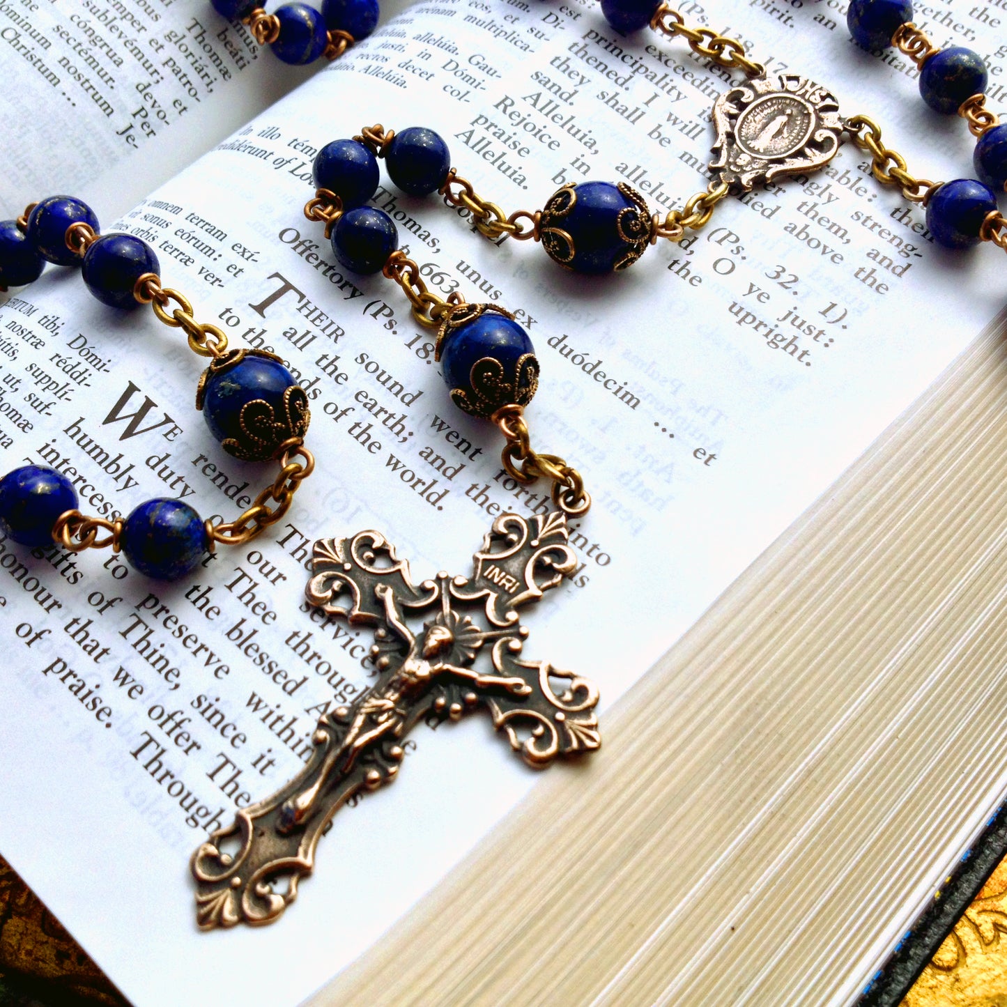 Heirloom, Catholic Rosarywith Lapis Lazuli gemstones
