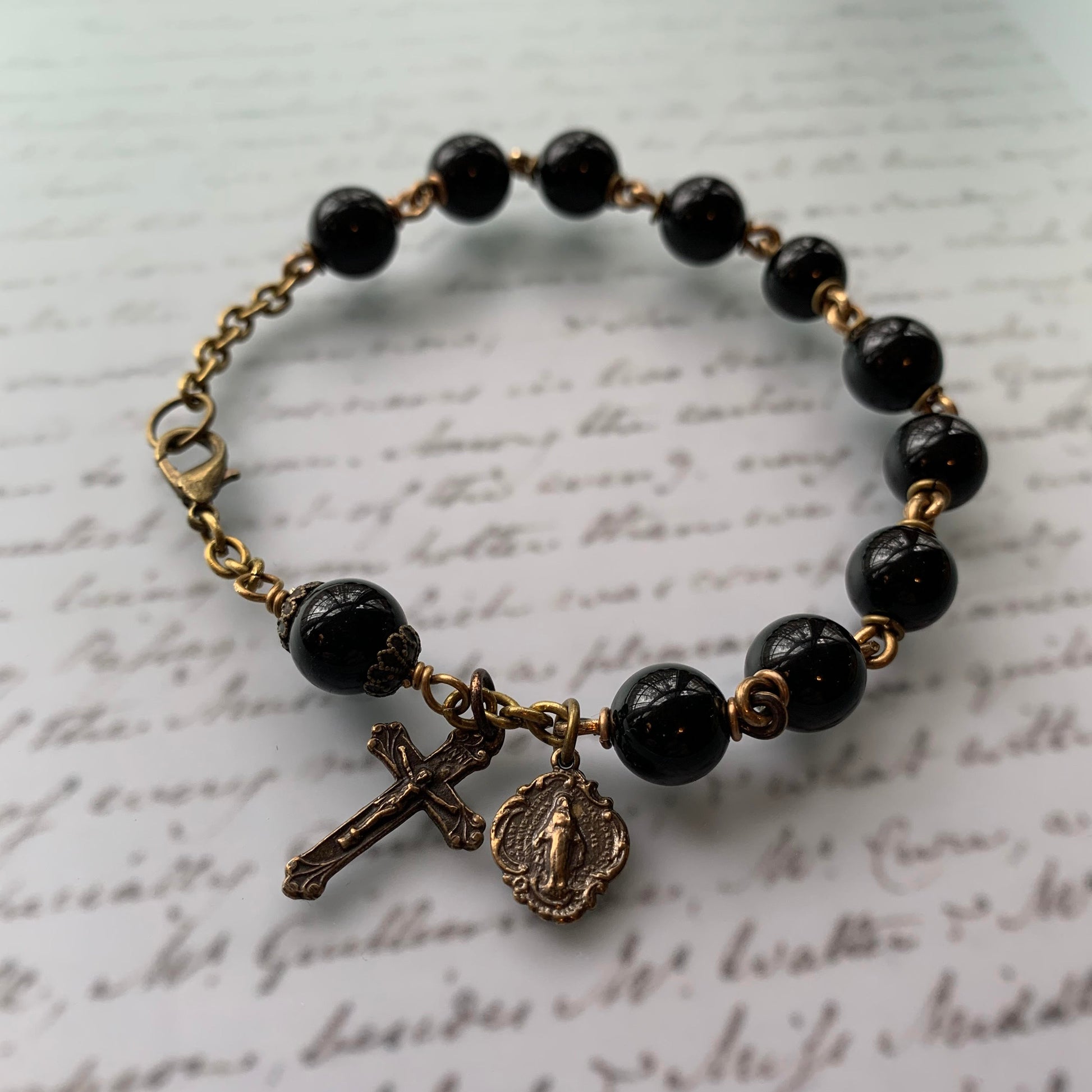 Large Black Onyx rosary bracelet