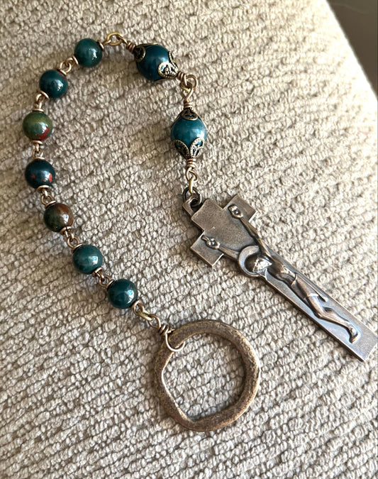 Anglican Prayer beads with Bloodstone, Irish Penal Rosary