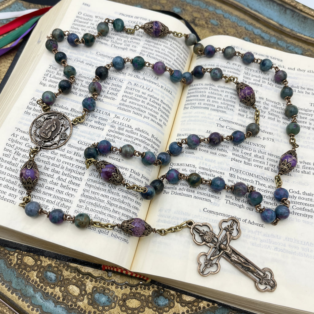Ruby Zoisite Heirloom Rosary | Handmade Solid Bronze Catholic