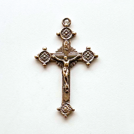 Crucifix, Trinity Form w/ Flowers