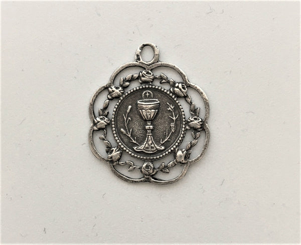 Medal, Eucharist with Rose Frame