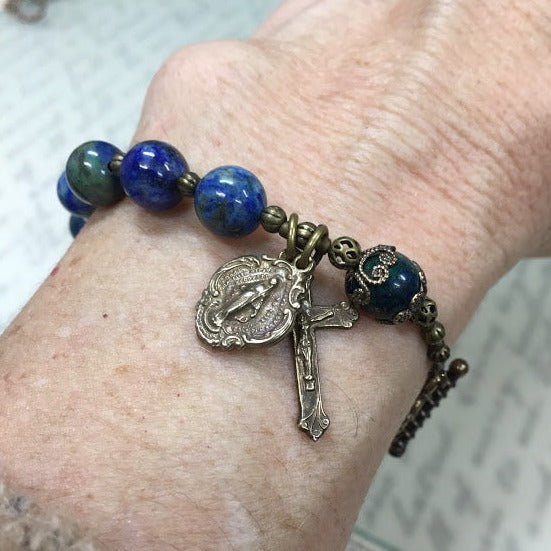 Buy Rosary Bracelet, Howlite Bead Charm Adjustable Wrist Bracelets,  Catholic Jewelry for Women Girls Kids at Amazon.in