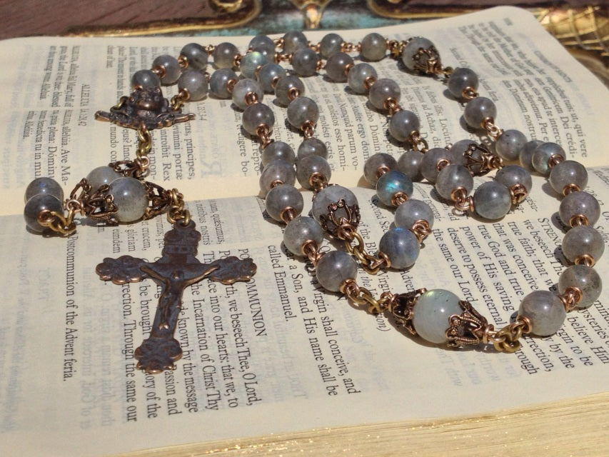Heirloom Rosary, Flashing Labradorite Rosary