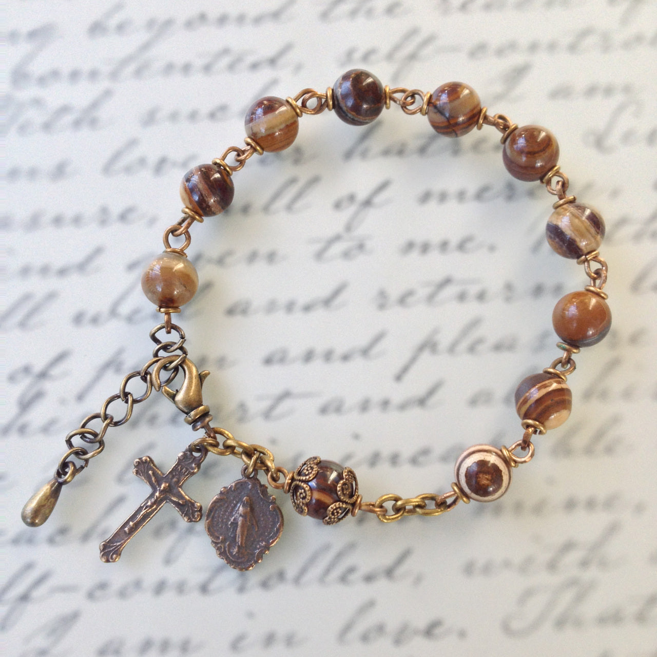 Heirloom Rosary Bracelet, with Jupiter Jasper Gemstones