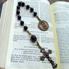 Tenner, Catholic Rosary with Blue Dumortierite and St Michael