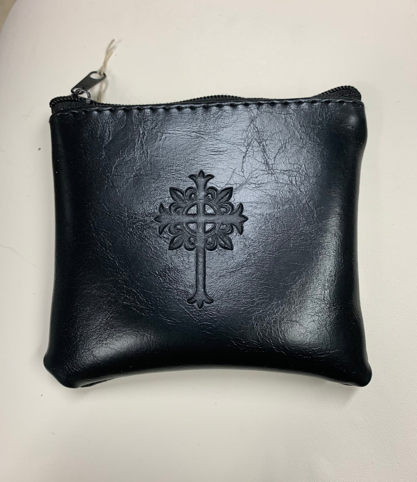 Rosary Pouch, black leather,  large