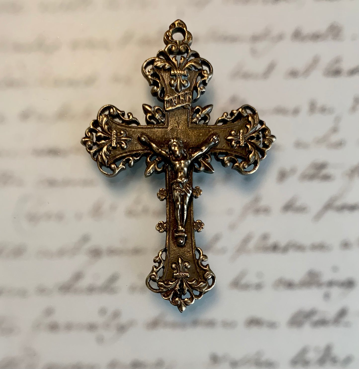 Crucifix, Baroque Rosary Solid Vintage Antique Reproduction