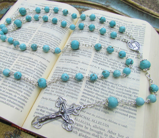 Heirloom Rosary, with Turquoise and Silver