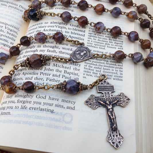 Heirloom Rosary, Pietersite Gemstone Pardon Rosary (8MM)