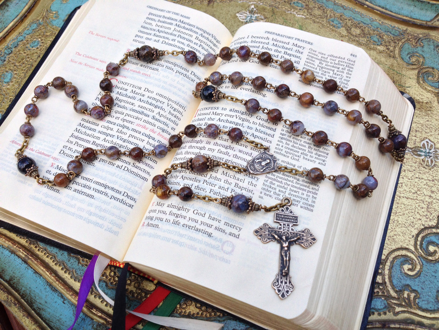 Heirloom Rosary, Pietersite Gemstone Pardon Rosary (8MM)