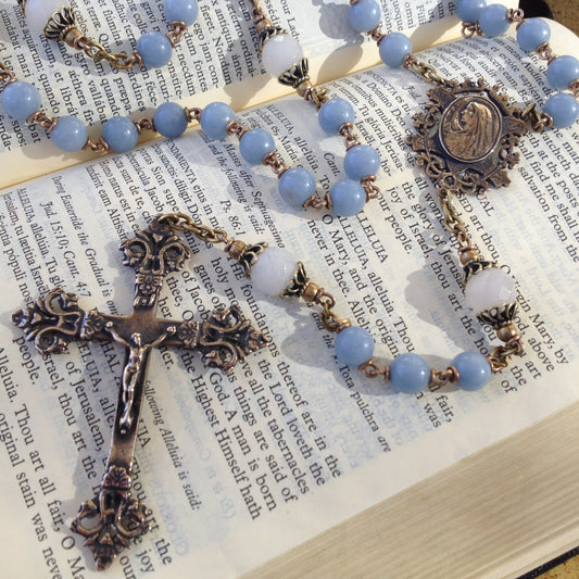 Heirloom Rosary, Angelite Gemstones