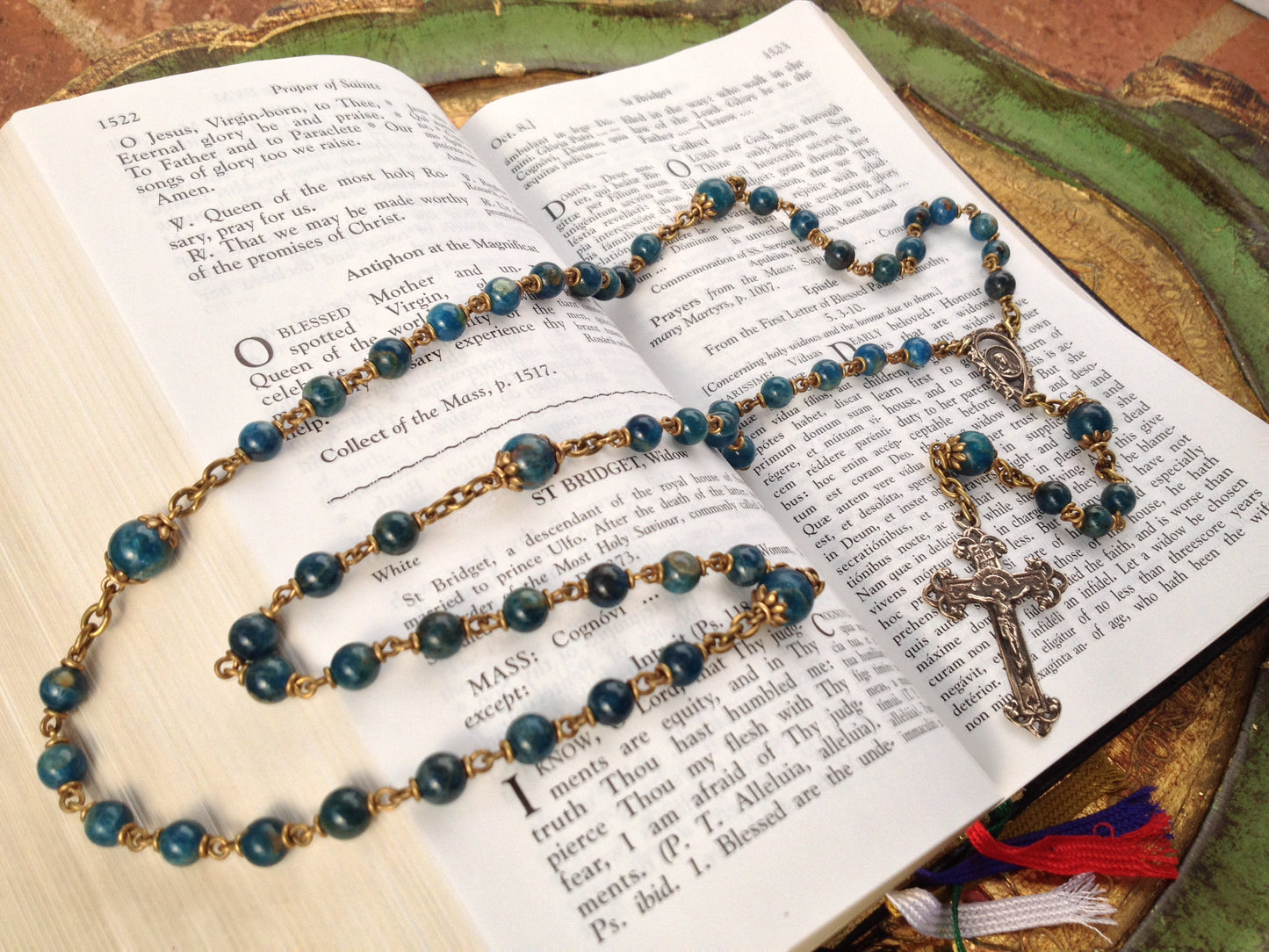 Heirloom, Catholic Rosary, Apatite Gemstone