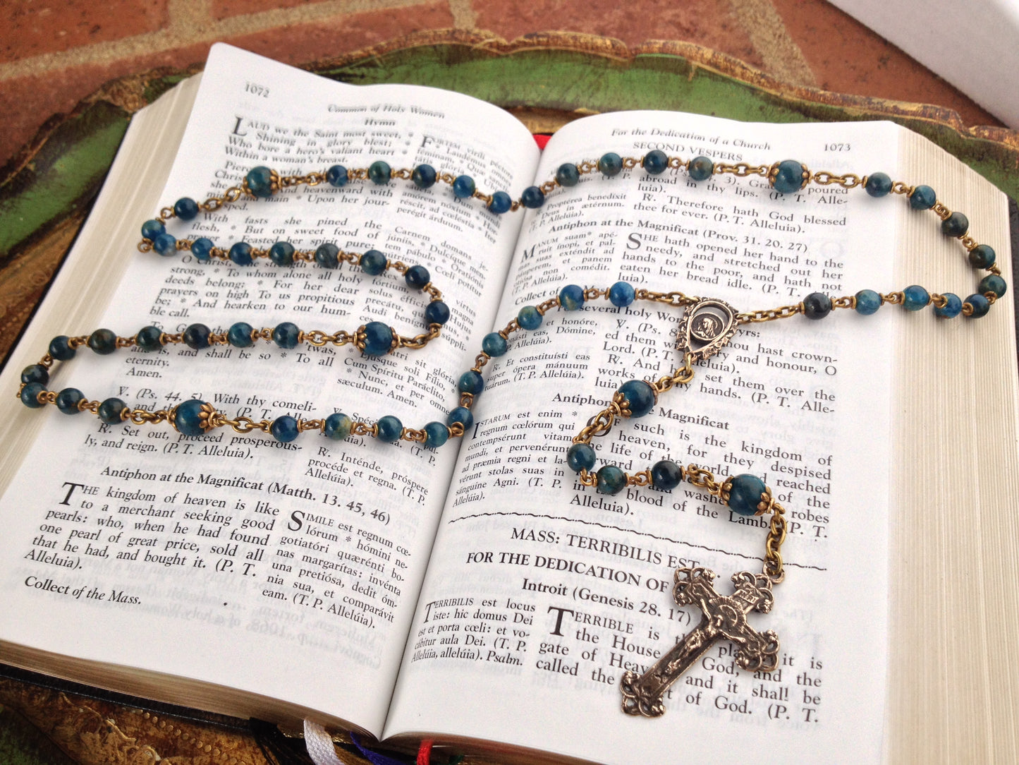 Heirloom, Catholic Rosary, Apatite Gemstone