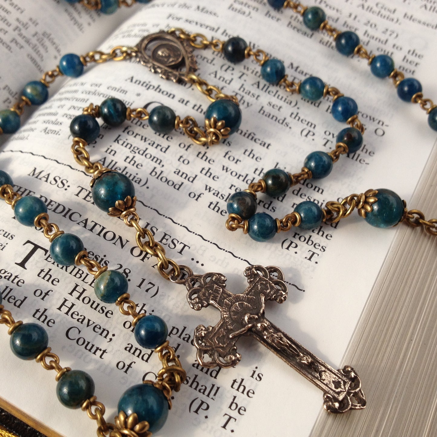 Heirloom, Catholic Rosary, Apatite Gemstone