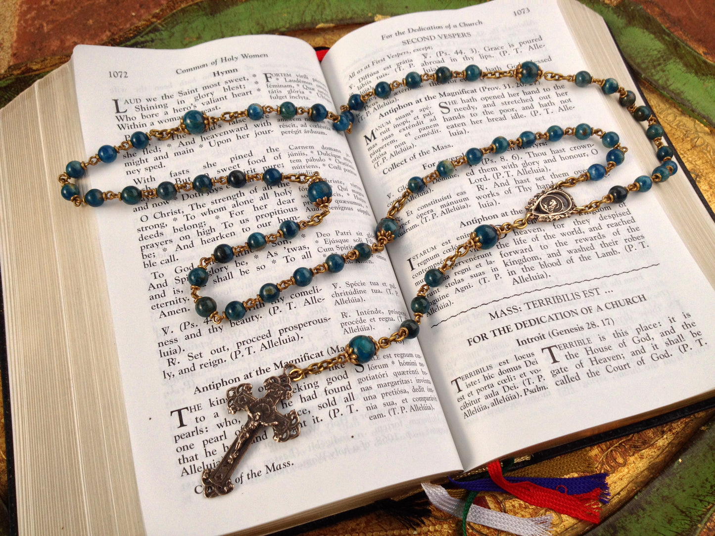 Heirloom, Catholic Rosary, Apatite Gemstone