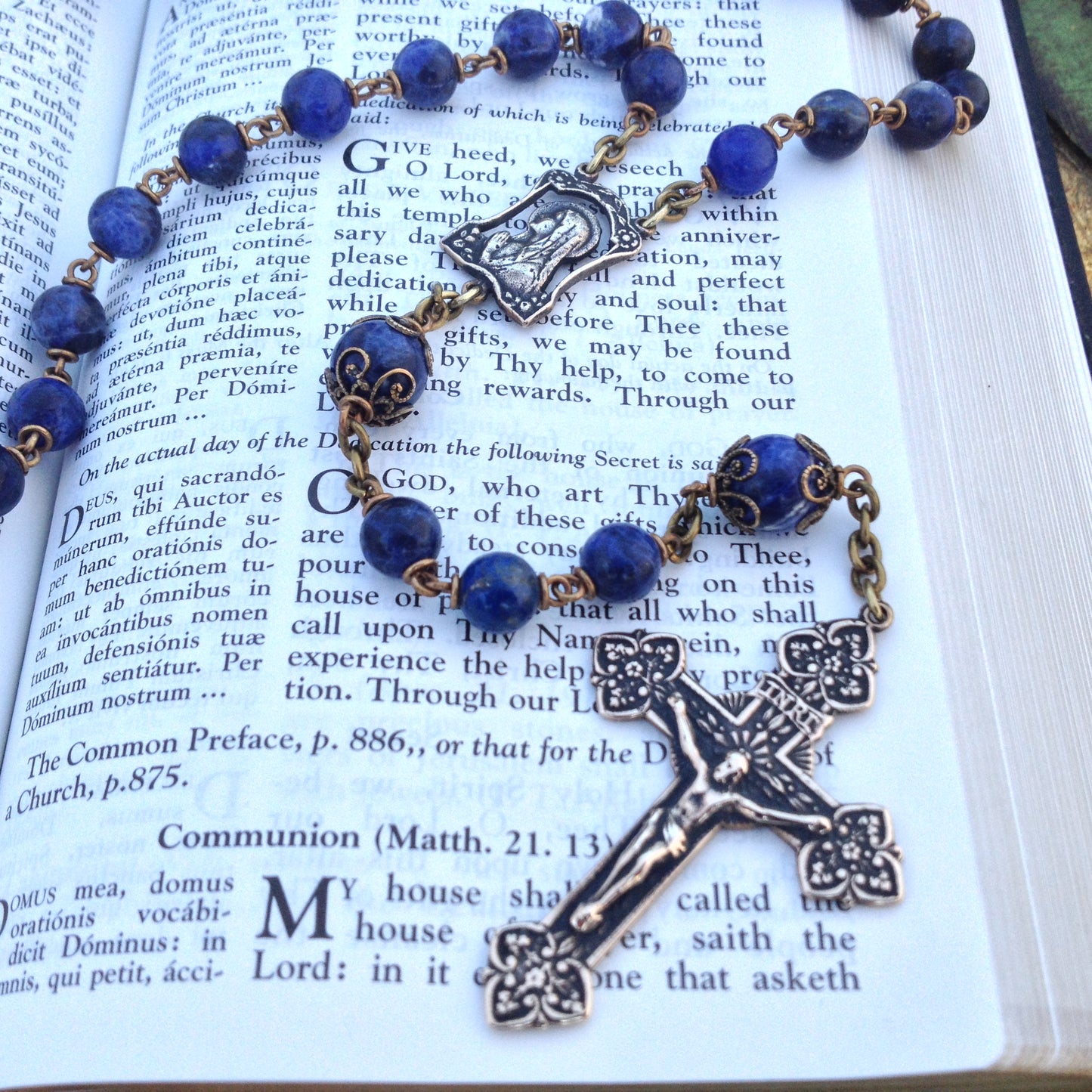 Heirloom Rosary, with Sodalite Gemstones Rosary
