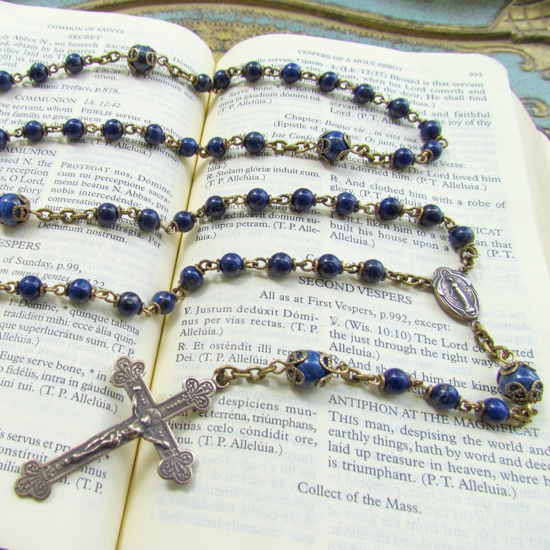 Heirloom Rosary, Lapis Lazuli Gemstone