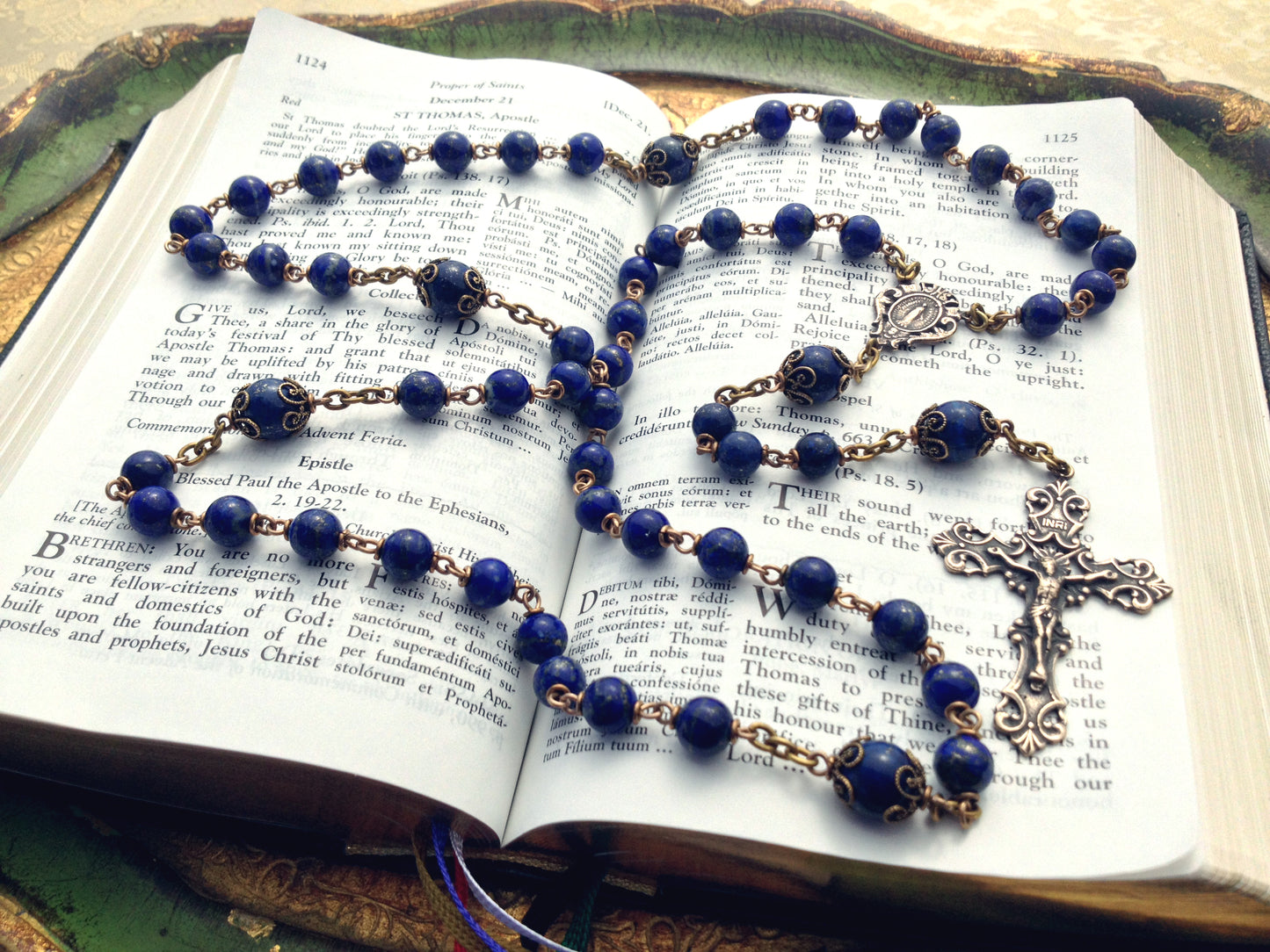 Heirloom, Catholic Rosarywith Lapis Lazuli gemstones